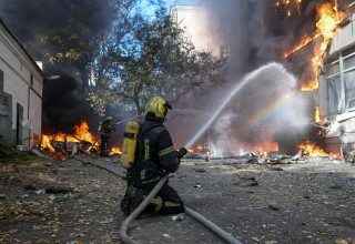 מתקפת מל"טים רוסיים על קייב, אוקראינה (צילום: רויטרס)