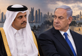 נתניהו וראש ממשלת קטאר (צילום: איור: מעריב אונליין)