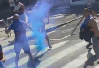 אוהדים אלימים בספרד (צילום: צילום מסך טוויטר)
