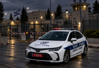 ניידת משטרה לפני מתקן ביטחוני (צילום: יוסי אלוני פלאש 90)