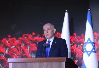 בנימין נתניהו בטקס יום הזכרון לטבח השבעה באוקטובר (צילום: מרק ישראל סלם)