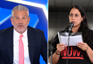 עופרי ביבס. ינון מגל (צילום: מטה המשפחות להחזרת החטופים. צילום מסך ערוץ 14)