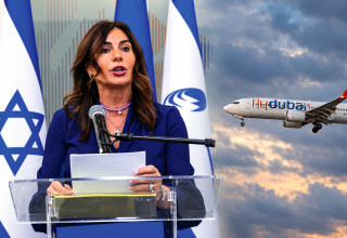 מטוס פליי דובאי. שרת התחבורה מירי רגב (צילום: אבשלום ששוני)