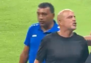 יוסי אבוקסיס תועד מסנן קללה לעבר אוהדי מכבי תל אביב (צילום: תיעוד ברשתות חברתיות לפי סעיף 27 א' לחוק זכויות יו)