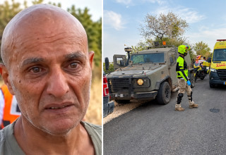 כוחות הביטחון ההצלה ותומר דואדי בזירת פיצוץ הנפל ברכס רמים בצפון (צילום: תיעוד מבצעי מד"א,צילום מסך ערוץ 12)
