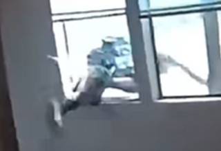 גנב קופץ מהחלון (צילום: צילום מסך מתוך פייסבוק)