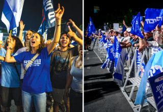 תומכי ומתנגדי נתניהו (צילום: אבשלום ששוני,שרון לייבל)