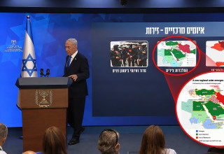 המפה שהציג בנימין נתניהו (צילום: מעיין טואף, לע"מ)