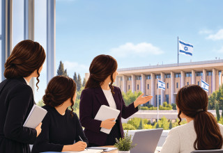 נשים חרדיות בכנסת (צילום: בינה מלאכותית)