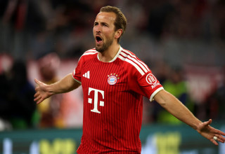 הארי קיין שחקן באיירן מינכן חוגג שער (צילום: GettyImages, Alex Grimm)