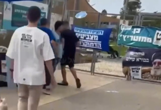 אירוע אלימות מחוץ לקלפי בחולון (צילום: צילום מסך רשתות חברתיות לפי חוק 27א לזכויות יוצרים)