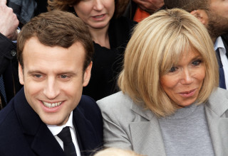 עמנואל מקרון ואשתו (צילום: Getty images)