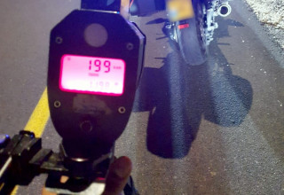מהירות האופנוען כפי שנתפסה בידי מכשירי המשטרה (צילום:  דוברות המשטרה)