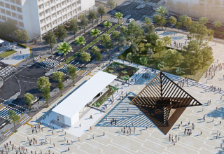 הדמיית העיצוב החדש של כיכר רבין (צילום:  דוברות נת"ע)