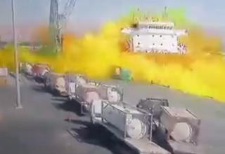 אירוע דליפת הגז בנמל עקבה (צילום: רשתות ערביות)