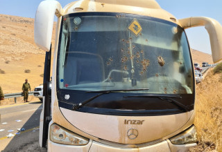 פיגוע ירי בבקעת הירדן (צילום: ארגון נהגי האוטובוסים מבית ההסתדרות הלאומית)
