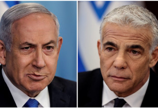 יאיר לפיד, בנימין נתניהו (צילום: Abir Sultan/Pool via REUTERS)