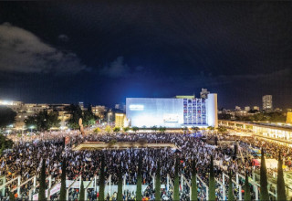 ההפגנה בכיכר "הבימה" (צילום:  יונתן זינדל, פלאש 90)