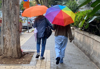 חורף, גשם, מטריות (צילום: אבשלום ששוני)