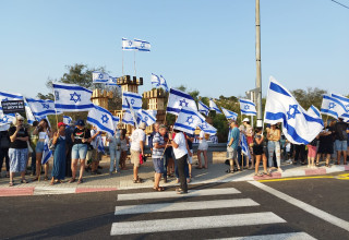 מפגינים בצומת כברי - ארכיון (צילום: אמיר ירחי)