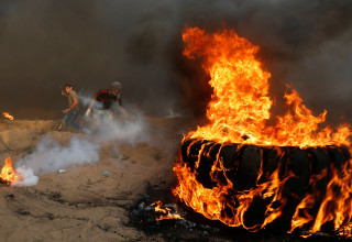 הפרות הסדר בגבול רצועת עזה (צילום:  REUTERS/Mohammed Salem)