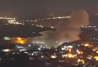 אזור ההפצצה האחרונה בלבנון  (צילום:  רשתות ערביות)