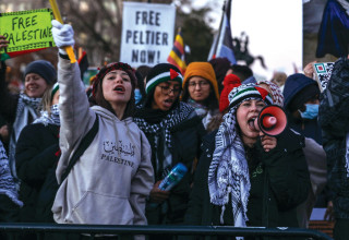 הפגנת פעילים פרו-פלסטינים בוושינגטון (צילום:  רויטרס)