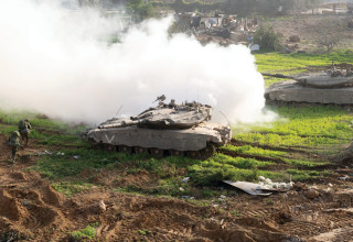 טנק חטיבת יפתח בפעילות במרחב 'אל מועאזי' (צילום:  דובר צה"ל)
