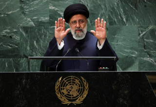 נשיא איראן איברהים ראיסי בעצרת הכללית של האו"ם (צילום:  REUTERS/Mike Segar)
