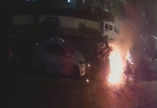 פיצוץ רכב בנתניה (צילום: מצלמות אבטחה)