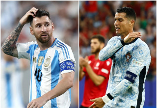 מפוצלת ליאו מסי עם כריסטיאנו רונאלדו (צילום: עיבוד תמונה, רויטרס, GettyImages)