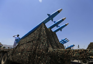 טילים של החות'ים (צילום: MOHAMMED HUWAIS / AFP)