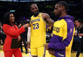 ערב מרגש ב-LA. לברון וברוני (צילום: GettyImages, Harry How)