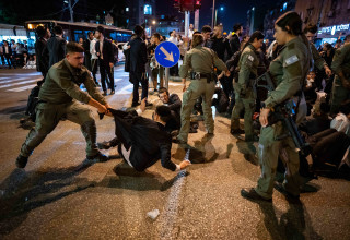 הפגנה נגד חוק הגיוס  (צילום:  אריק מרמור, פלאש 90)