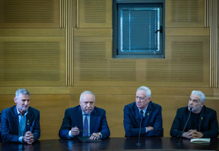 יאיר לפיד, בני גנץ, אביגדור ליברמן, יאיר גולן (צילום: יונתן זינדל, פלאש 90)