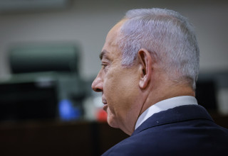 בנימין נתניהו בבית המשפט (צילום: חיים גולדברג פלאש 90)