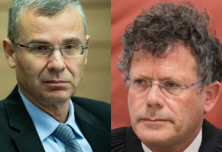 השופט יצחק עמית ושר המשפטים יריב לוין (צילום: יונתן זינדל, פלאש 90)