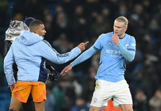 קילאן אמבפה, ארלינג הולאנד, בסיום המשחק של ריאל מדריד מול מנצ'סטר סיטי (צילום: GettyImages)