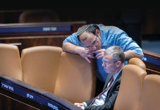 שמחה רוטמן ויריב לוין (צילום: חיים גולדברג פלאש 90)