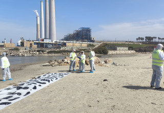 תרגיל רב זרועי להתמודדות עם זיהום ים בתרחיש פגיעה באחת מאסדות הגז (צילום:  אקואושן)