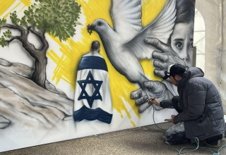 גרפיטי פרו ישראלי אחרי שבעה באוקטובר (צילום:  Lakruwan Rajapaksha)