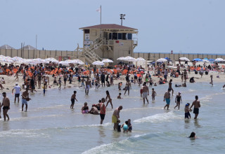 שבת בשמש. חוף מציצים בתל אביב (צילום: אבשלום ששוני)