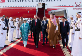 ארדואן בקטאר (צילום: Qatar News Agency/Handout via REUTERS)