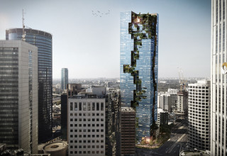 הדמיה - מתחם תעסוקה חדש במתחם הבורסה ברמת גן (צילום: ישר אדריכלים)