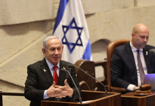 בנימין נתניהו בנאום במליאת הכנסת (צילום:  מרק ישראל סלם)