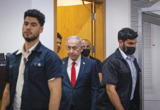 בנימין נתניהו בבית המשפט (צילום: מרים אלסטר פלאש 90)