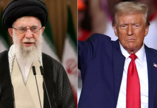 דונלד טראמפ ועלי חמינאי (צילום: צילום מסך, שימוש לפי סעיף 27א' לחוק זכויות יוצרים)