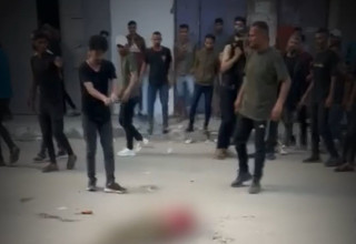 תושב עזה מוצא להורג על ידי פעילי חמאס (צילום:  "אלמונסק" - עמוד הפייסבוק של מתפ״ש בשפה הערבית )