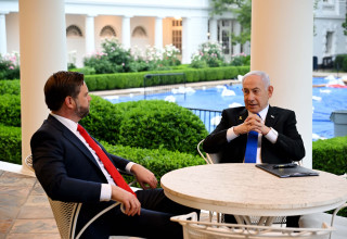 בנימין נתניהו, ג'יי די ואנס (צילום: אבי אוחיון, לע"מ)