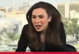 באמצע שידור: הופצץ המטרה הסורי  (צילום: רשתות ערביות)